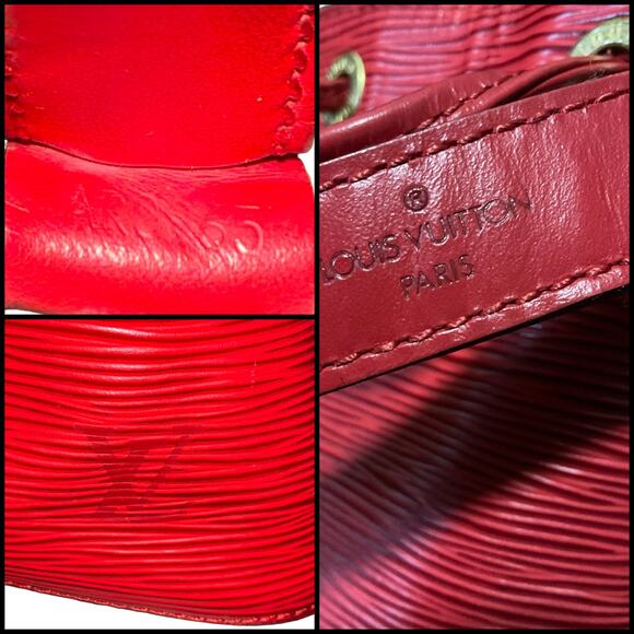 Vintage LOUIS VUITTON EPI LEATHER NOE PM Red Bucket Drawstring Shoulder Bag - Picture 10 of 15
